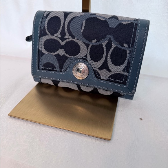 Coach Navy and Gray Signature Wallet - Picture 1 of 8